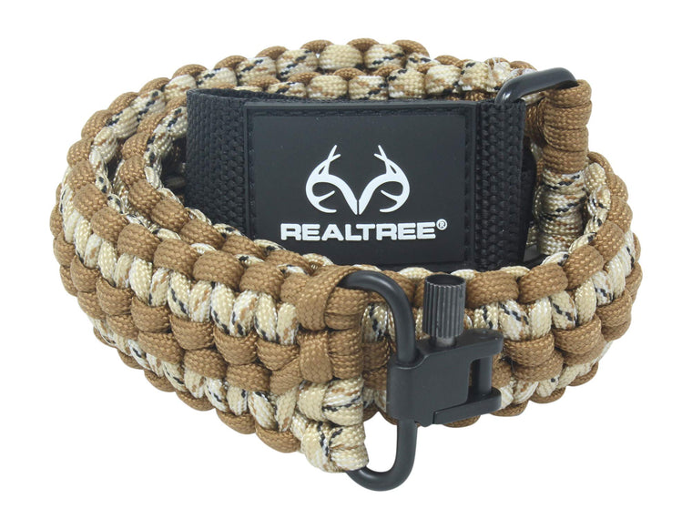 Realtree® Extra Wide Gun Sling Paracord 550 Adjustable w/Swivels (Brown & Tan Camo)