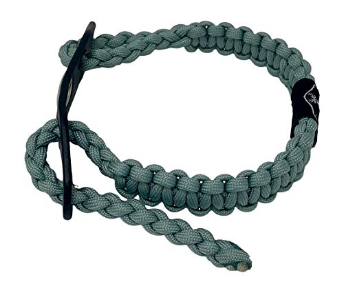 Ten Point Gear Bow Archery Wrist Sling 550 Paracord - Survival Hunting Shooting - Durable Leather with Metal Grommet (Silver Blue Grey)
