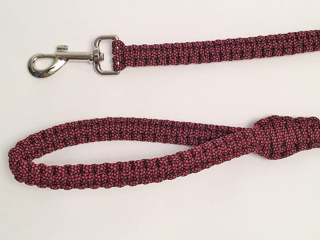 Ten Point Gear 6 Feet Long Nylon Durable & Comfortable Paracord Dog Leash with Strong Metal Clasp (Red Fleck)