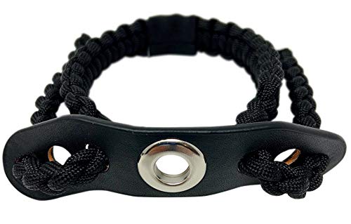 Ten Point Gear Bow Archery Wrist Sling 550 Paracord - Survival Hunting Shooting - Durable Leather with Metal Grommet (Blackout)