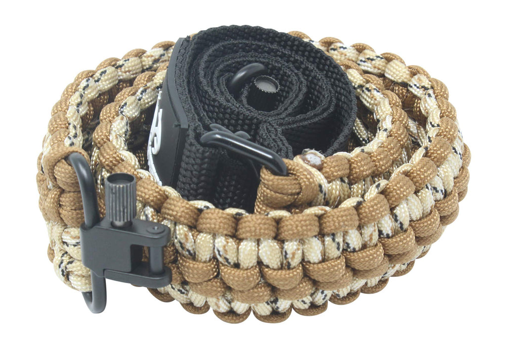 Realtree® Extra Wide Gun Sling Paracord 550 Adjustable w/Swivels (Brown & Tan Camo)