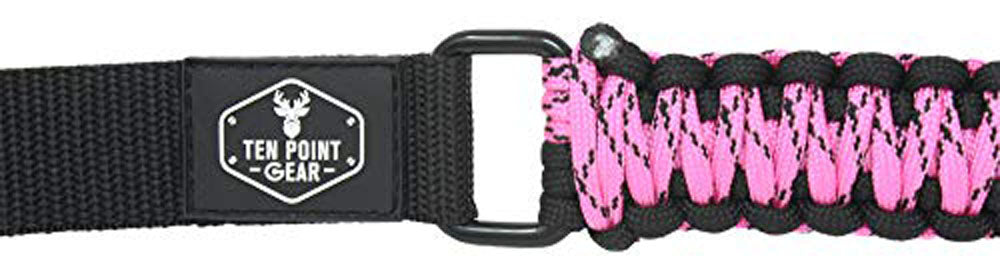 Ten Point Gear Gun Sling Paracord 550 Adjustable w/Swivels (Black & Pink Camo)
