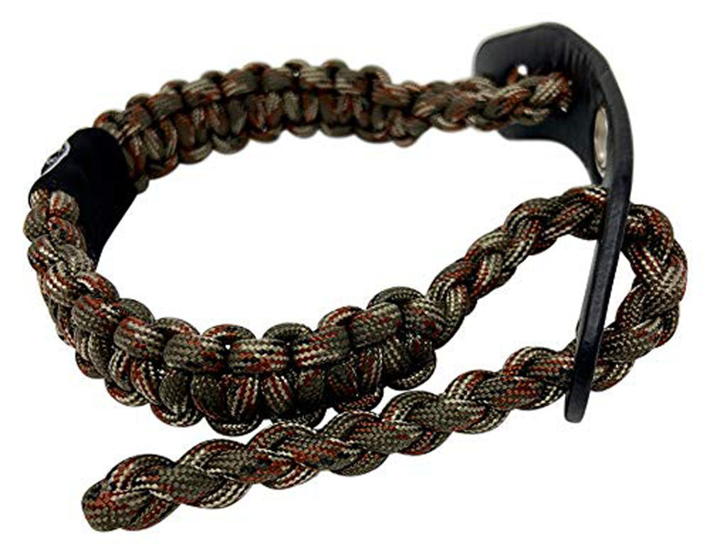 Ten Point Gear Bow Archery Wrist Sling 550 Paracord - Survival Hunting Shooting - Durable Leather with Metal Grommet (Big Woods Camo)