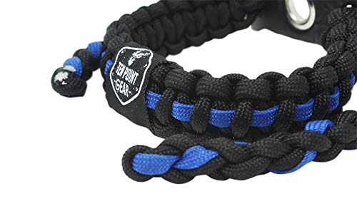 Ten Point Gear Bow Archery Wrist Sling 550 Paracord - Survival Hunting Shooting - Durable Leather with Metal Grommet (Thin Blue Line)