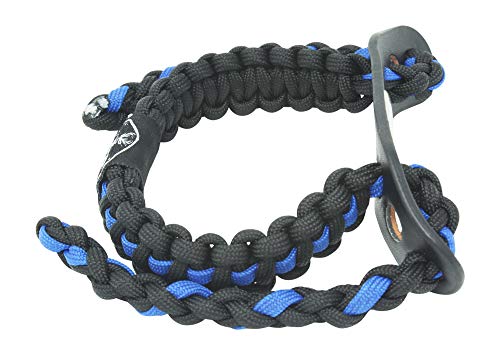 Ten Point Gear Bow Archery Wrist Sling 550 Paracord - Survival Hunting Shooting - Durable Leather with Metal Grommet (Thin Blue Line)