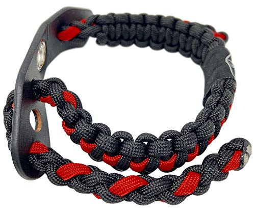 Ten Point Gear Bow Archery Wrist Sling 550 Paracord - Survival Hunting Shooting - Durable Leather with Metal Grommet (Thin Red Line)