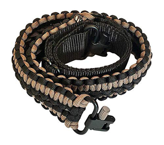 Ten Point Gear Extra Wide Gun Sling Paracord 550 Adjustable w/Swivels (Black & Coyote Brown)