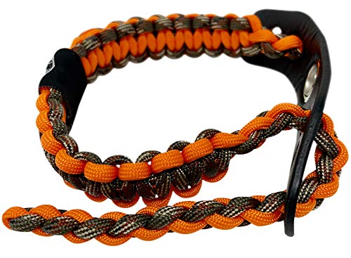 Ten Point Gear Bow Archery Wrist Sling 550 Paracord - Survival Hunting Shooting - Durable Leather with Metal Grommet (Blaze Camo)